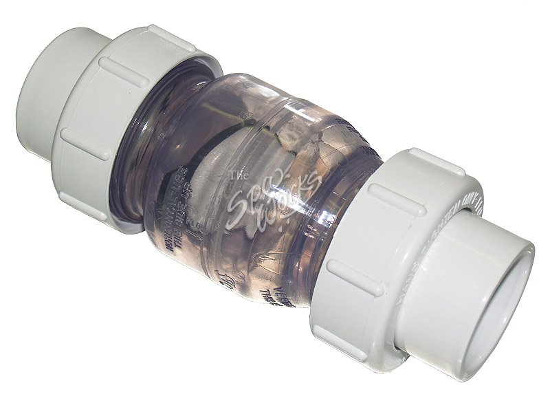1 1/2 INCH PVC SWING CHECK VALVE WITH UNION, CLEAR | The Spa Works
